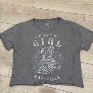 Social Culture TanCountry Girl Crop Tee. Size Medium